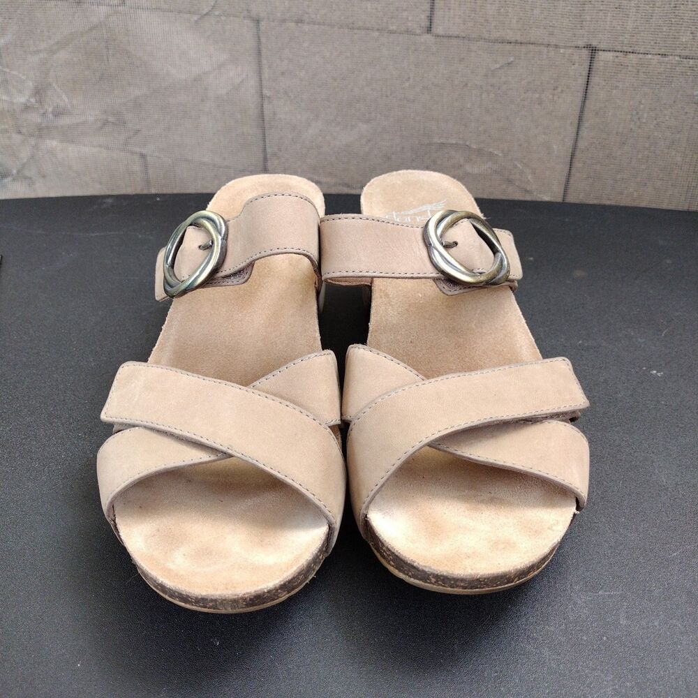Dansko Susie Milled Nubuck Sandals Womens Size EUR 39 US 8.5/9 Taupe